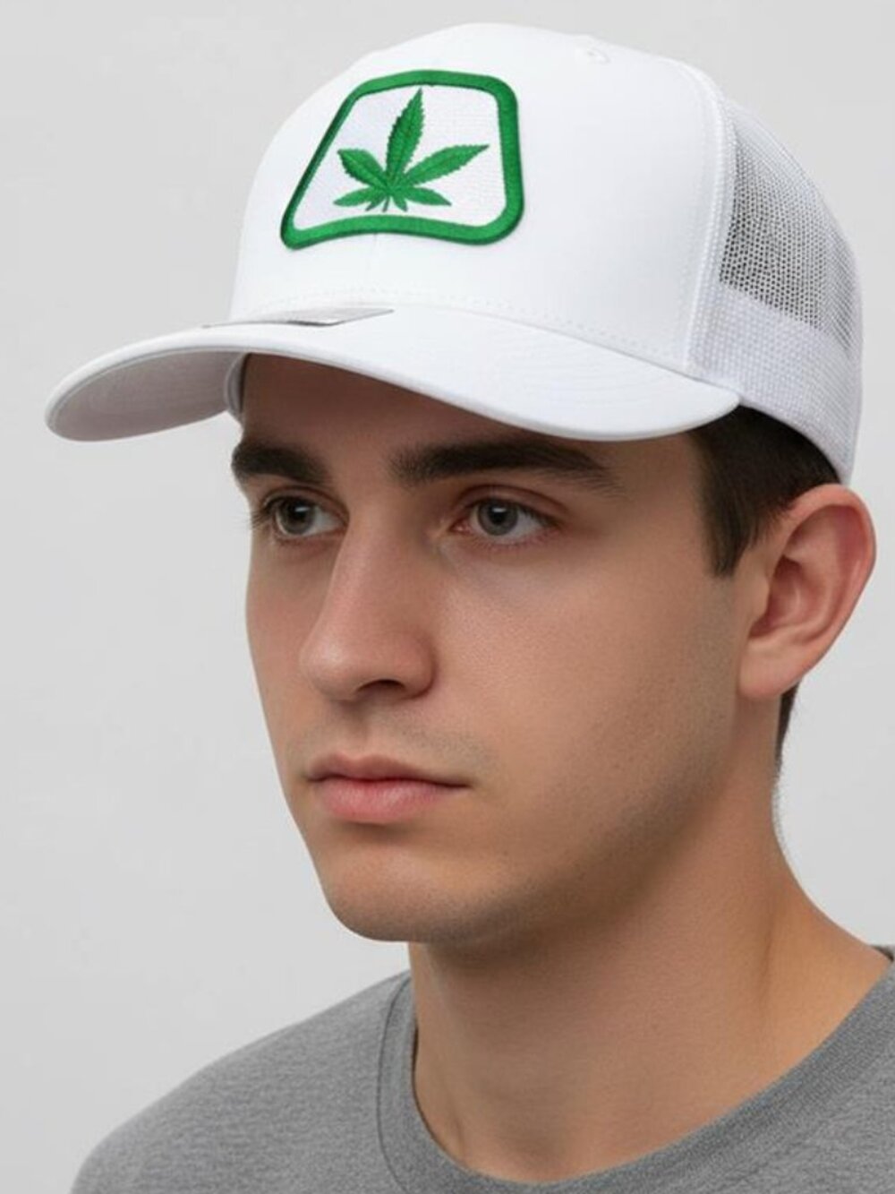 Pioneer Weed Hat Richardson 112 Trucker Cap Embroidered Patch Gray White Stoner